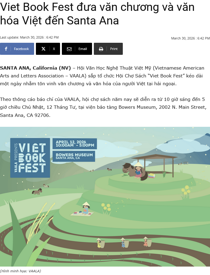 Viet Book Fest đưa văn chương và văn hóa Việt đến Santa Ana